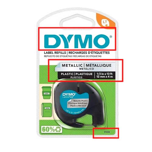 Cinta Plastica Dymo Letratag Metallic 12mm X 4m Ref 91338 en Abastece.co