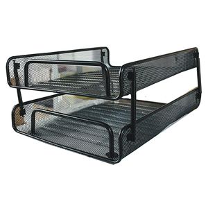 Papelera Escritorio Doble Metalica Malla