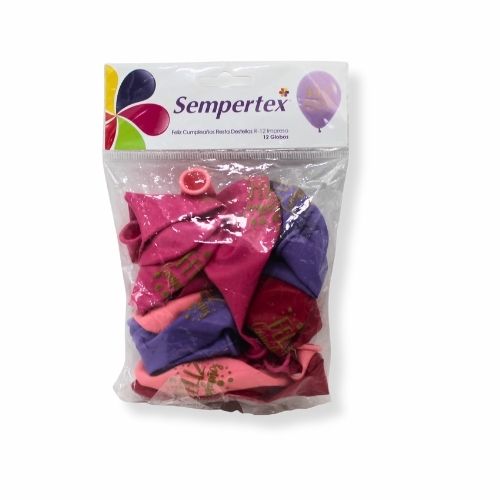 Globo Feliz Cumpleaños Sempertex R-12 Paq.x 12u.