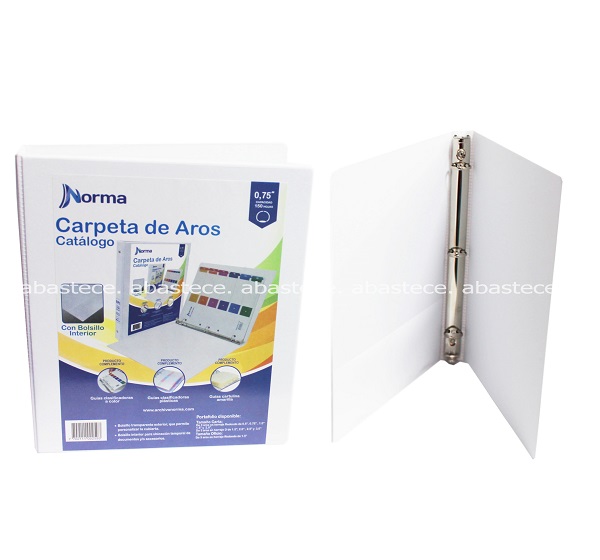 Pasta 3 Argollas 105 0.75 Pulgadas Blanca Norma 500259