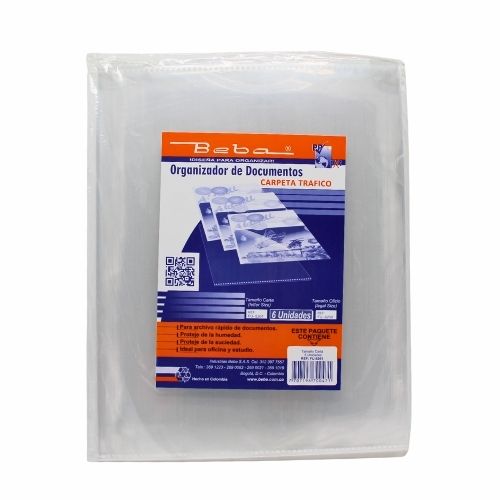 Carpeta En L Carta Organizadora Doc.Marca Beba Paq.x6u. Ref:8261
