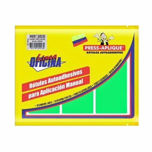 press aplique 100 x 53 sobre x45u. verde ref: 1013
