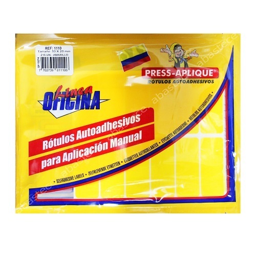 Press Aplique 50 X 20 X 216 Rotulos Sobre Amarillo Ref: 1110