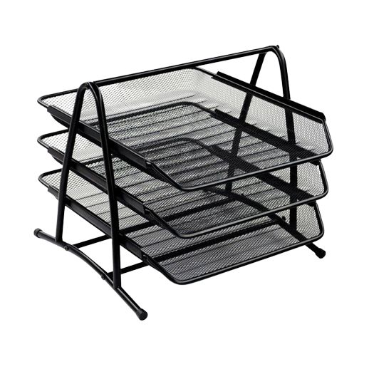 Papelera Escritorio Triple Metalica Malla