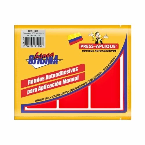 press aplique 100 x 53 sobre x45u.  rojo ref: 1012