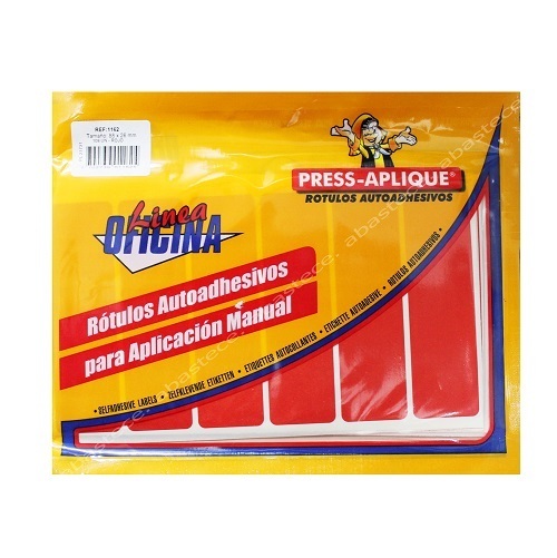 press aplique 88 x 26 sobre rojo x 108u.  ref: 1162