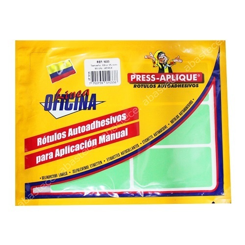 press aplique 69 x 35  verde sobre x 90u.  ref:1033