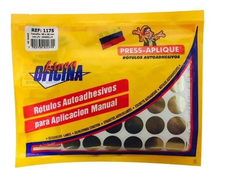 Press Aplique BL 19mm x270 Rotulos Sobre Dorado Ref 1175