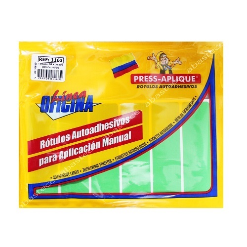 press aplique 88 x 26 sobre verde x 108u.  ref: 1163