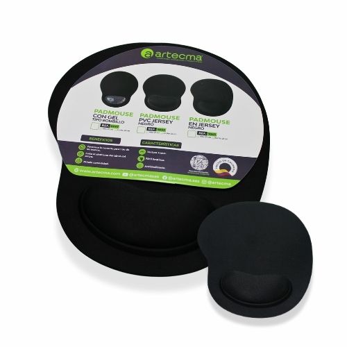 Pad Mouse Jersey Negro Lavable Artecma Ref. 1063