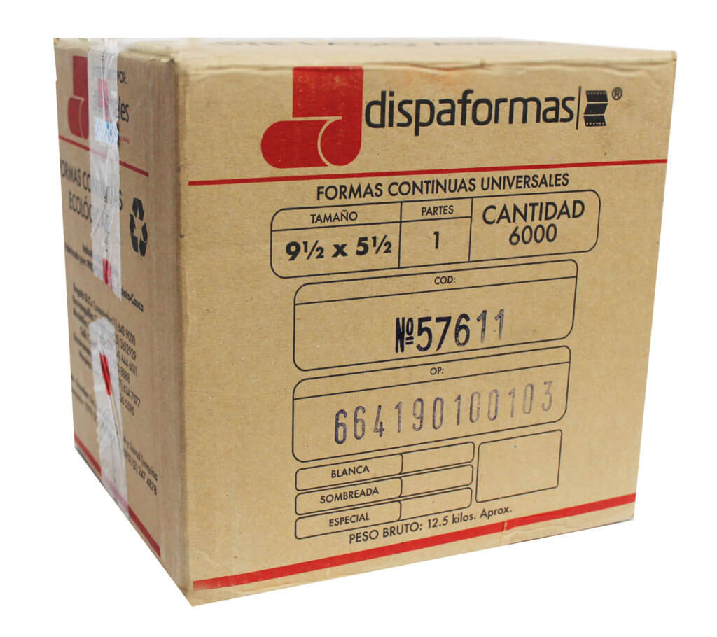 Forma Continua 9 1/2 x 5 1/2  1P. Blanca Dispaforma