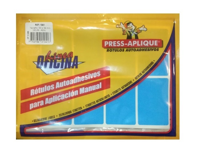 press aplique 53 x 34 azul sobre x 120u. ref. 1041