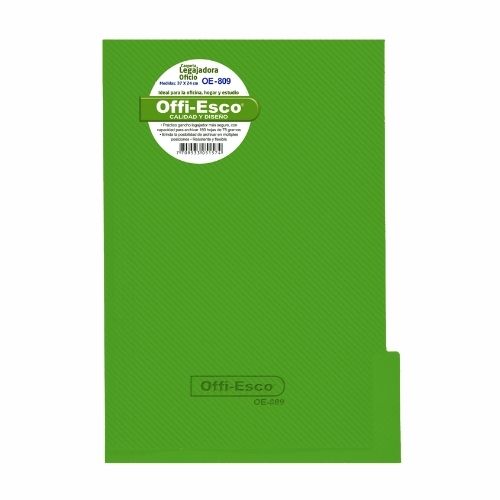 folder plastico oficio con gancho verde