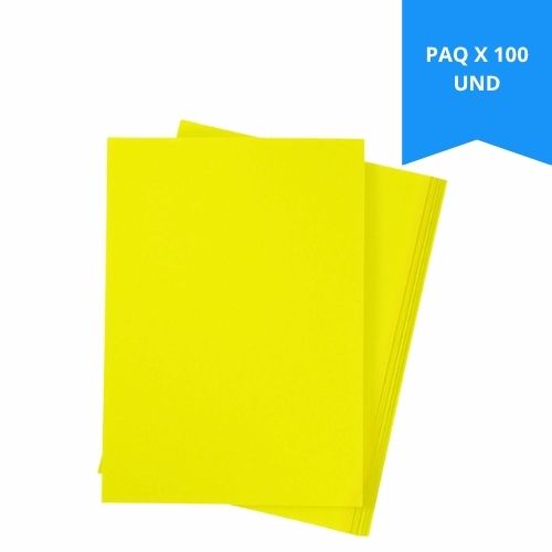 Cartulina Para Legajar Amarilla Carta 150g Paq.x100 Cartulinas