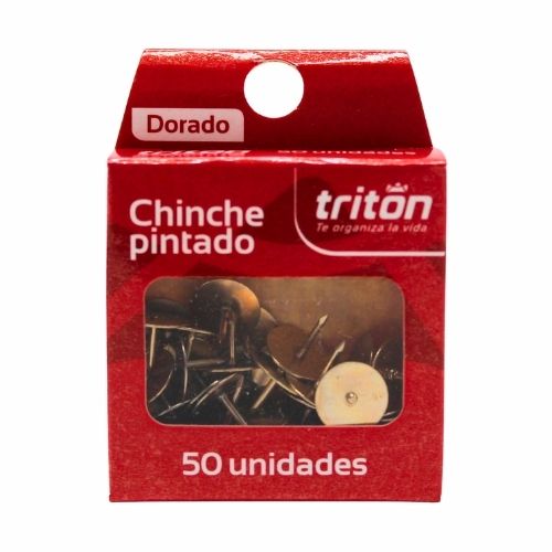 Chinche Metalico Triton Dorado Caja x 50u.