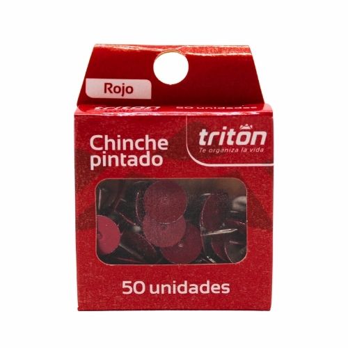 Chinche Metalico Triton Rojo Caja x 50u.